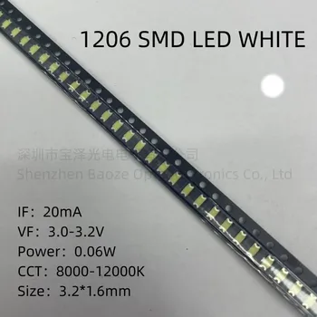 1206 SMD LED Raudona Geltona Žalia Balta Mėlyna Oranžinė Rožinė Ice Blue 3216 šviesos diodų 100vnt/daug