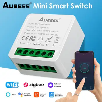 Aubess Wifi Mini Smart Switch Zigbee Bevielio Šviesos Jungikliai 16A Protingo Namo Valdymo pultas Su Tuya Smart Gyvenimo Alexa Alice 