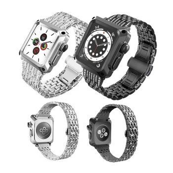 Byloje + Diržu, Apple Watch 6 SE 5 4 Padengti 44mm Apsauginės Stiklo Plėvelės Diamond Watchband už iwatch Serijos 3 2 1 42mm 38mm Atveju