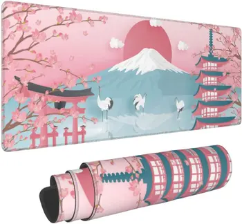 Japanese Cherry Blossom Žaidimų Pelės Mygtukai XL, Ne Slydimo Gumos Pagrindo Kilimėlis Siūlės Kraštų Stalas Trinkelėmis Pratęstas 31.5 X 11.8 Colių