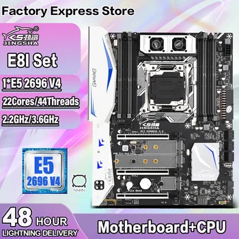 JINGSHA E8I Plokštė Rinkinys Su E5-2696 V4 CPU Support DDR4 ECC RAM LGA2011-V3/ V4 Serijos CPU ir 