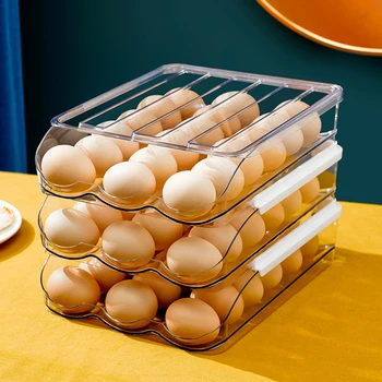 Kiaušinių Laikiklį, Didelės Talpos 36 Kiaušinių Konteineris Šaldytuvas 3 Sluoksnis Ant Kitos Kiaušinių Dėklas Virtuvės Automatinė Geležinkelių Kiaušinių Laikymo Dėžutė