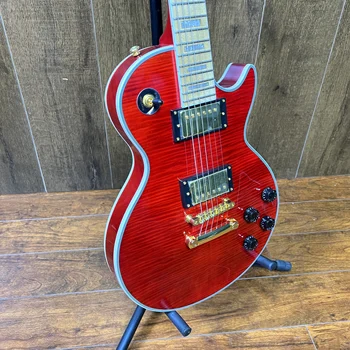 Klasikinis custom shop raudona LP elektrinė gitara,Raudonmedžio kieto kūno klevas fingerboard,Nemokamas pristatymas