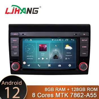LJHANG Android 12 Automobilių Multimedijos Grotuvo Fiat Bravo 2007-2012 GPS navigacija 1 Din Radijas Stereo dsp carplay android auto