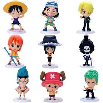 Naujas 9pcs/set Vienas Gabalas pav Modelį PVC Mielas Luffy Sauron Sanji Usopp pav Kawaii Anime One Piece modelio Vaikų dovanų