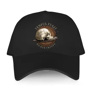 Naujas prekės ženklas Skrybėlės prabanga Moterys Lauko juodas dangtelis Tempus Fugit Kaukolė Sraigė Vyrų Adjuatable kepuraičių suaugusiųjų hip-hop originalią skrybėlę