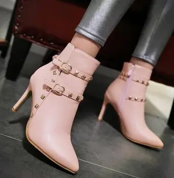 naujas žiemos mados kniedės aukštos obcasie batų rožinės spalvos batai su bauda, batai ir batai moterims, batai, žieminiai batai moterims