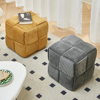 Nordic Light Luxury Mažos Taburetės Namuose Mažas Kvadratas Osmanų Gyvenamasis Kambarys Sofos Kojų Kūrybos Batų Parduotuvė Batų Keitimas Išmatos