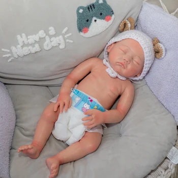 NPK 19inch Naujagimio Dydžio Pilnas Kieto Silikono Reborn Baby Girl Lėlės 3D Dažytos Odos Matomas Venų ne Plaukai