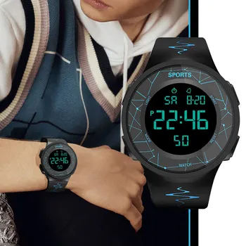 Unisex Sporto Žiūrėti Daugiafunkcį Karinės Sporto laikrodis atsparus Vandeniui Šviesos LED Skaitmeninio Laikrodžio Didelis Ciferblatas Studentų Elektroninių Žiūrėti