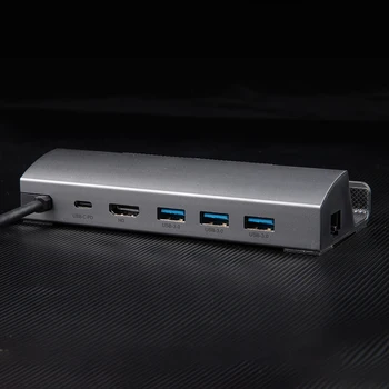 USB3.0 Ekrano Projekcijos TV Bazės 1000Mbps RJ45 4K 60Hz Docking Station Hub HDMI-Plug and Play 