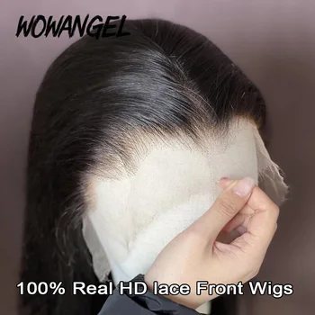 Wowangel Realus HD Nėrinių Perukai Tiesūs Plaukai 13x6 HD Nėriniai Priekiniai Perukai Prieš nupeštos Išlydyti Odos Nėriniai Priekinės Žmogaus Plaukų Perukai Moteris