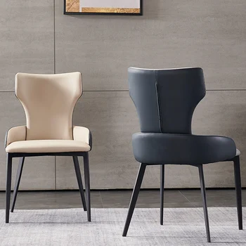Šiaurės prabangių namų valgomojo kėdės, rašomieji stalai, miegamieji, postmodernaus minimalistinio aukštas atgal odinės kėdės