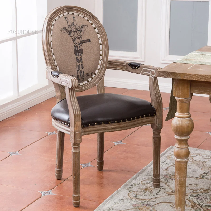 Europos Retro Mediniai Valgomojo Kėdės, virtuvės Amerikos Paprastų Buitinių Atlošas Valgomojo Kėdė Laisvalaikio Ins Virtuvės Fotelis
